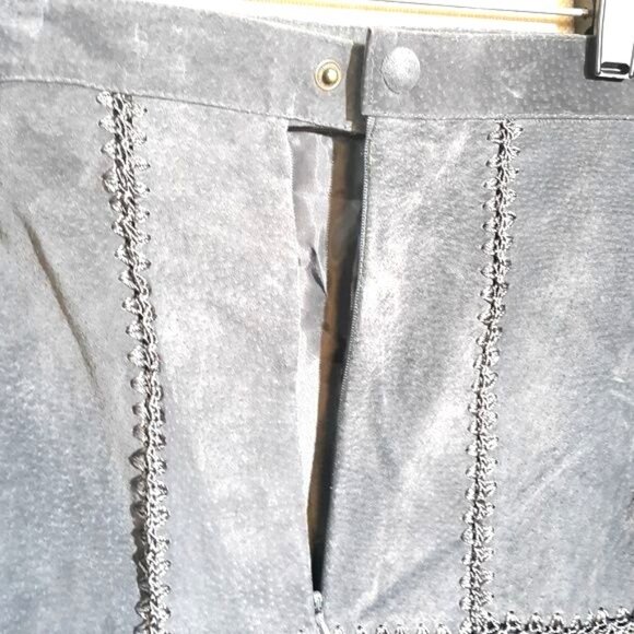 Jon Lawrence Blue Suede Skirt Women 22W Midi Lined Crochet - Picture 3 of 7